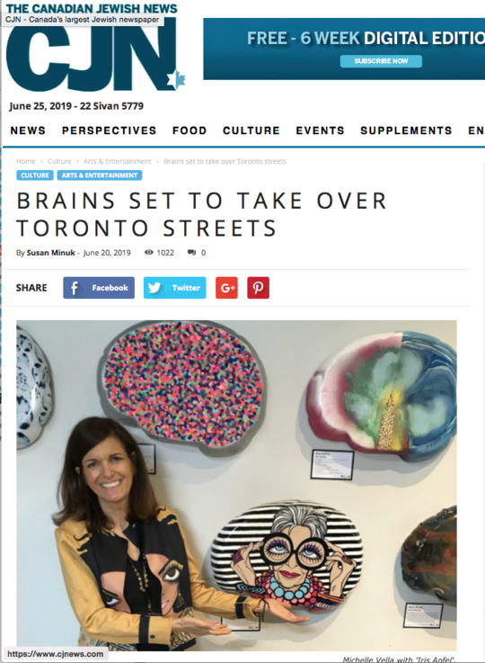 Canadian Jewish News: BRAINS SET TO TAKE OVER TORONTO STREETS By Susan Minuk - June 20, 2019 - MICHELLE VELLA