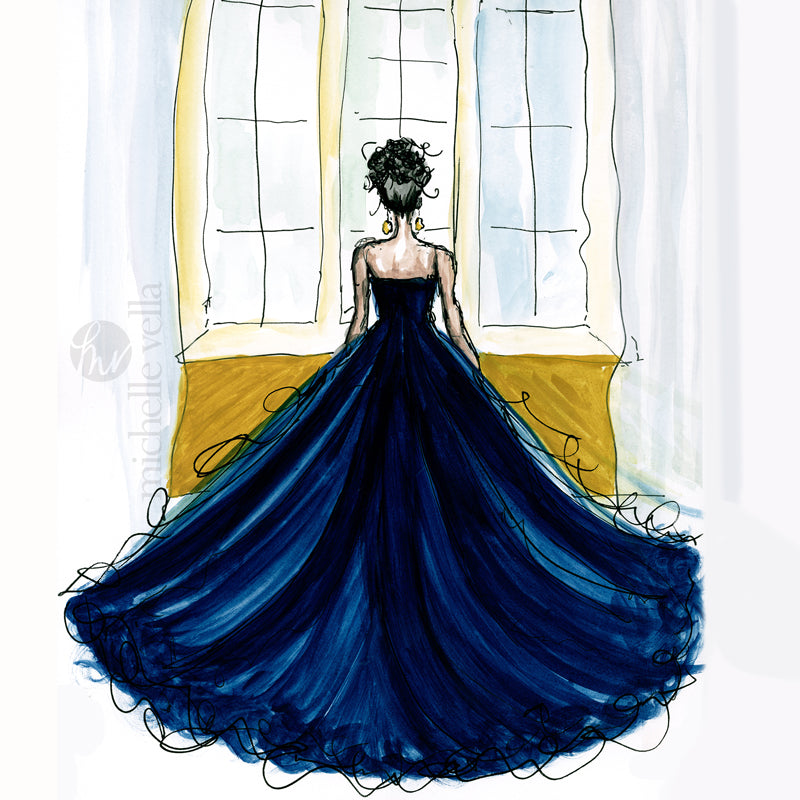 182 Blue Dress Mona Design, Limited Edition Illustration