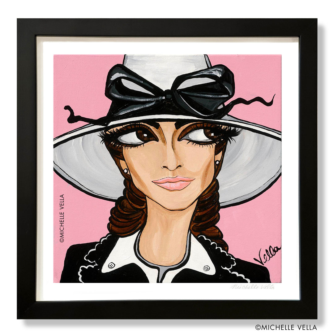 Lady in a White Hat with a Black Bow, Limited Edition Print