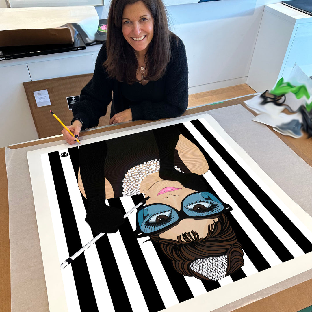 Audrey in B&W Stripes, Limited Edition Print