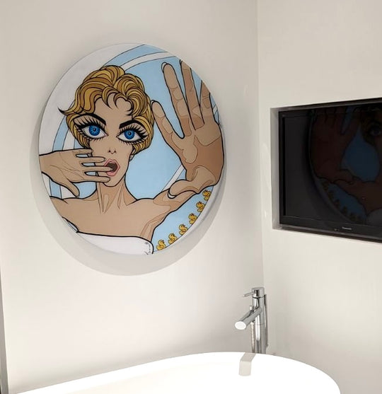 The Shower Scene, Round Acrylic Glass Print