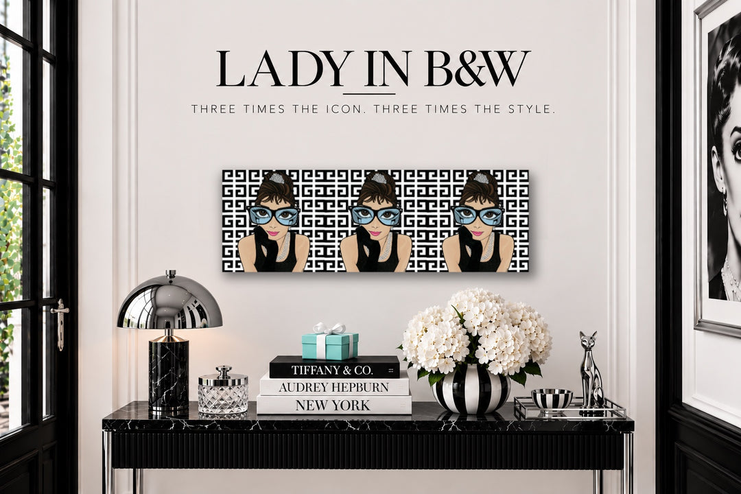 Lady in B&W Triptych, HD Metal Limited Edition Print