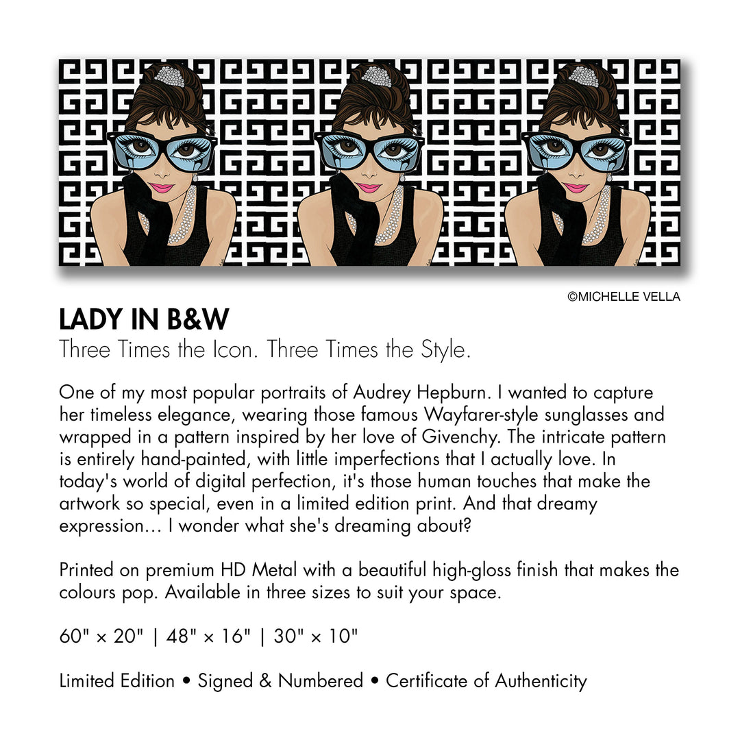 Lady in B&W Triptych, HD Metal Limited Edition Print