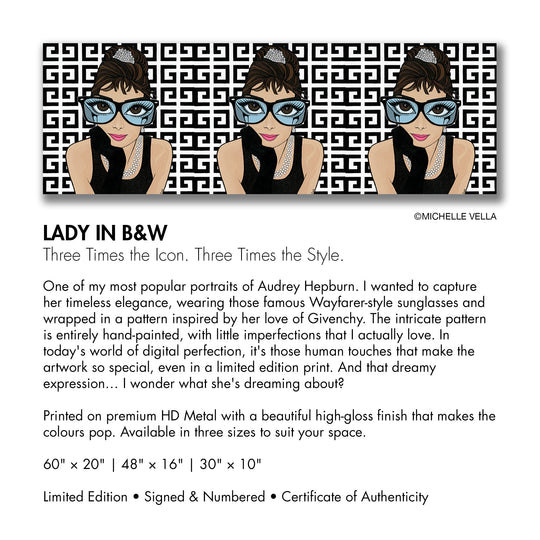 Lady in B&W Triptych, HD Metal Limited Edition Print