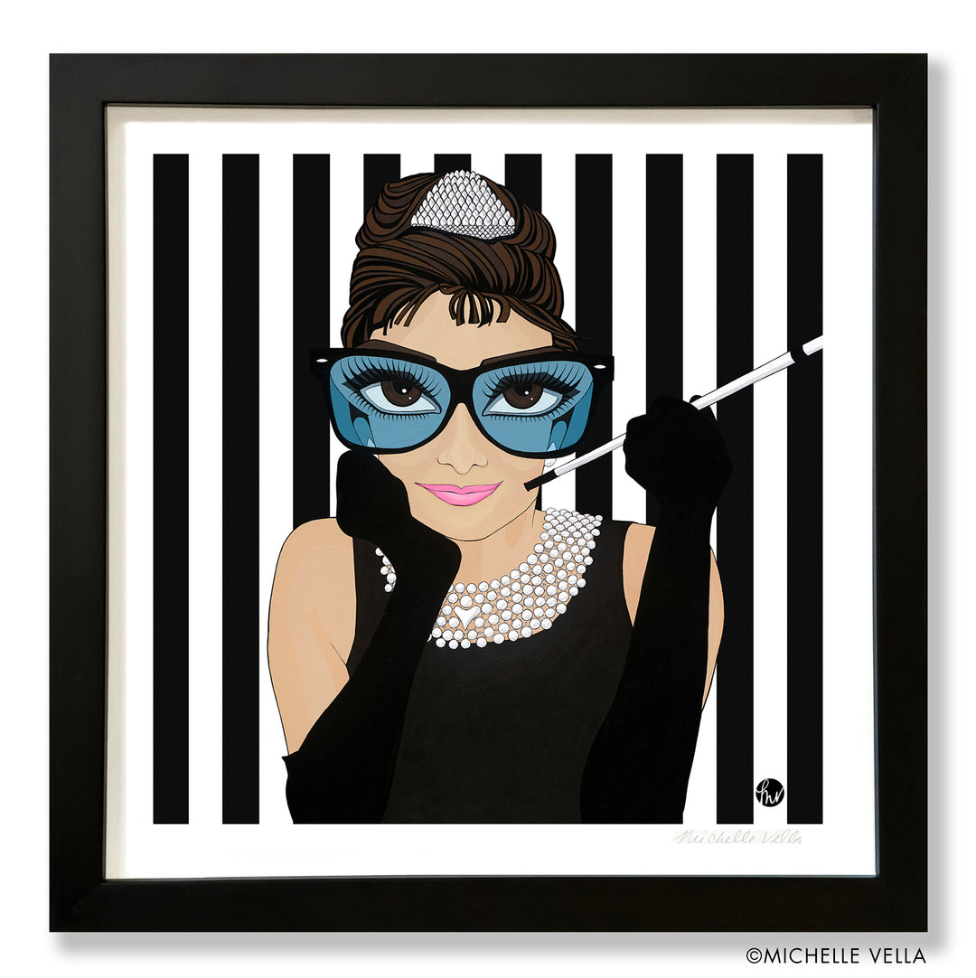 Audrey in B&W Stripes, Limited Edition Print