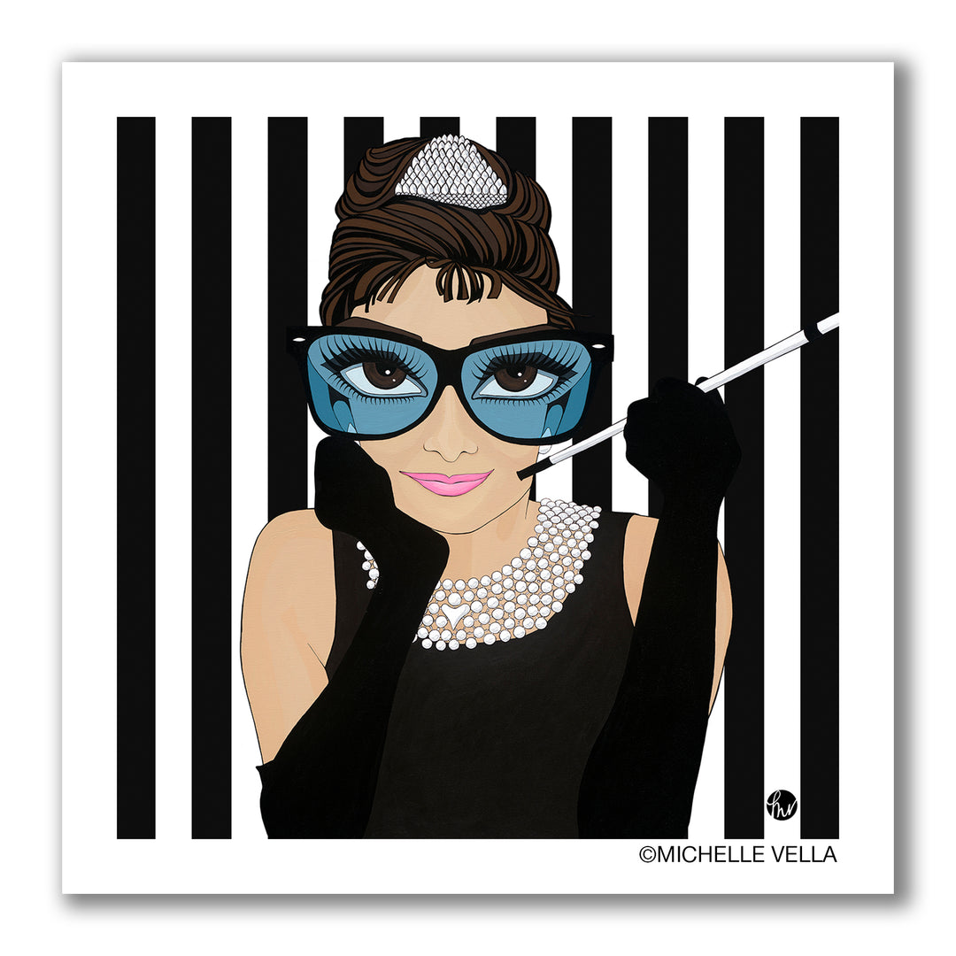 Audrey in B&W Stripes, Limited Edition Print