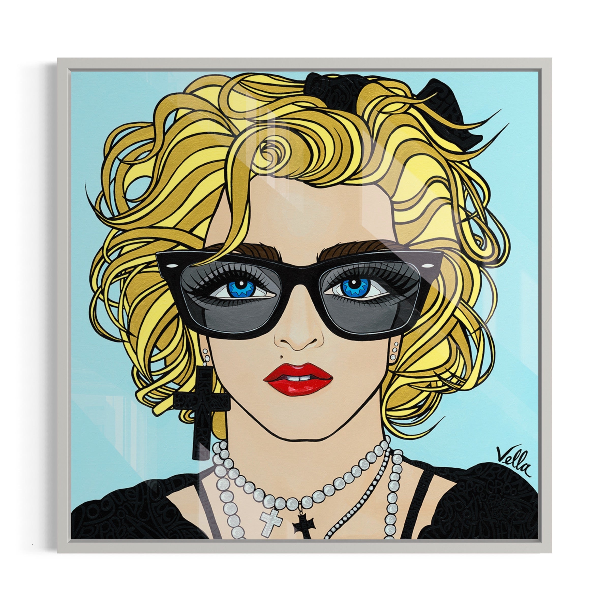 Pop art portrait HD Metal Print of Madonna from her 80s era