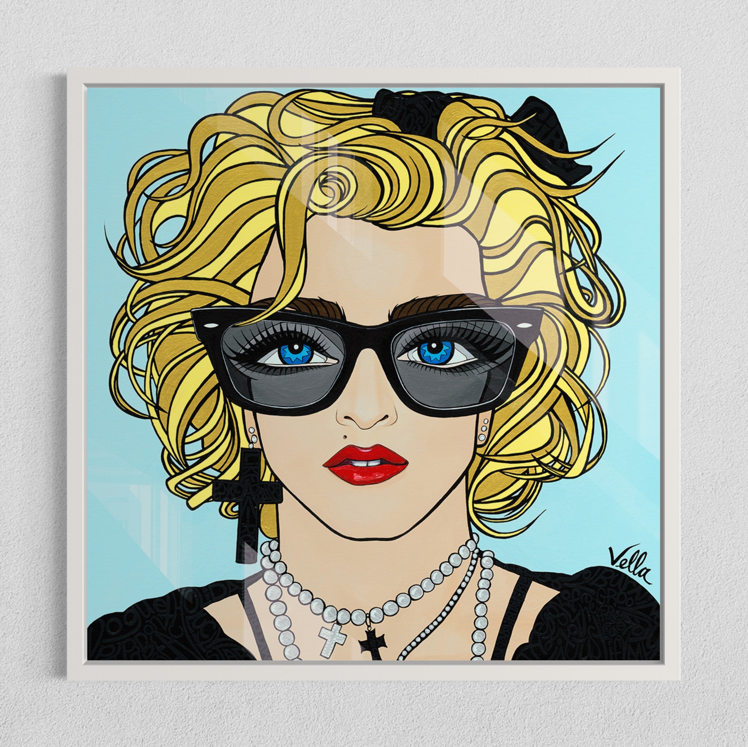 Pop art portrait HD Metal Print of Madonna from her 80s era
