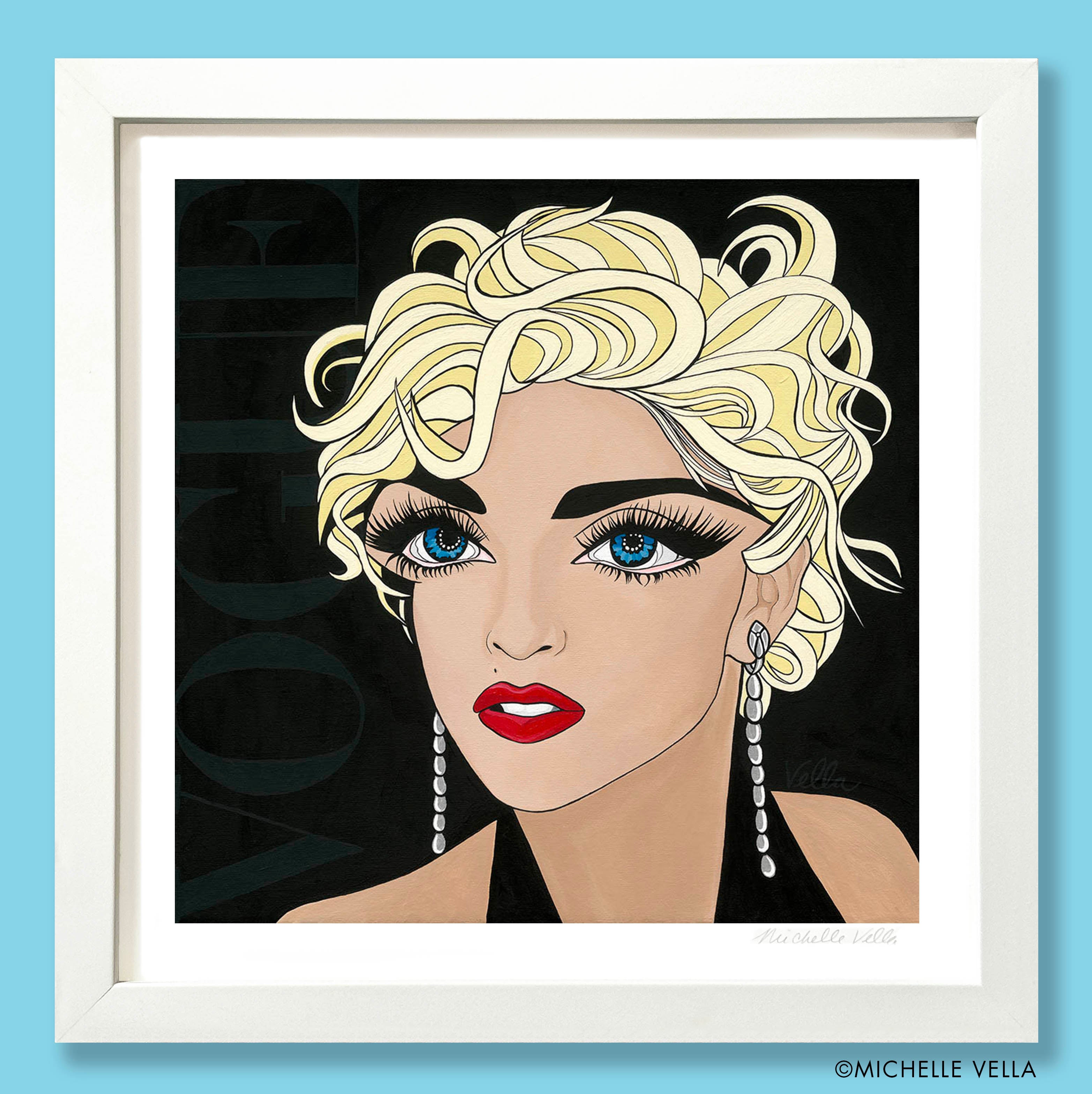 Pop art Portrait art print of pop star Madonna in her Vogue era
