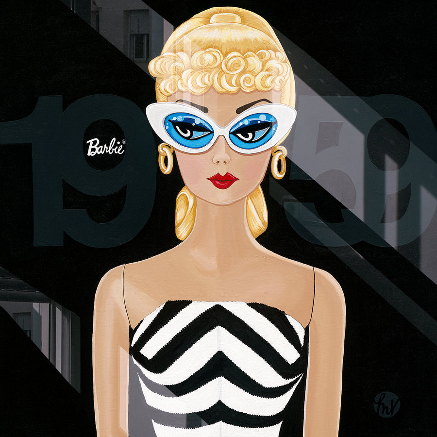 Pop art portrait painting and HD metal print of the 1959 Barbie doll ...