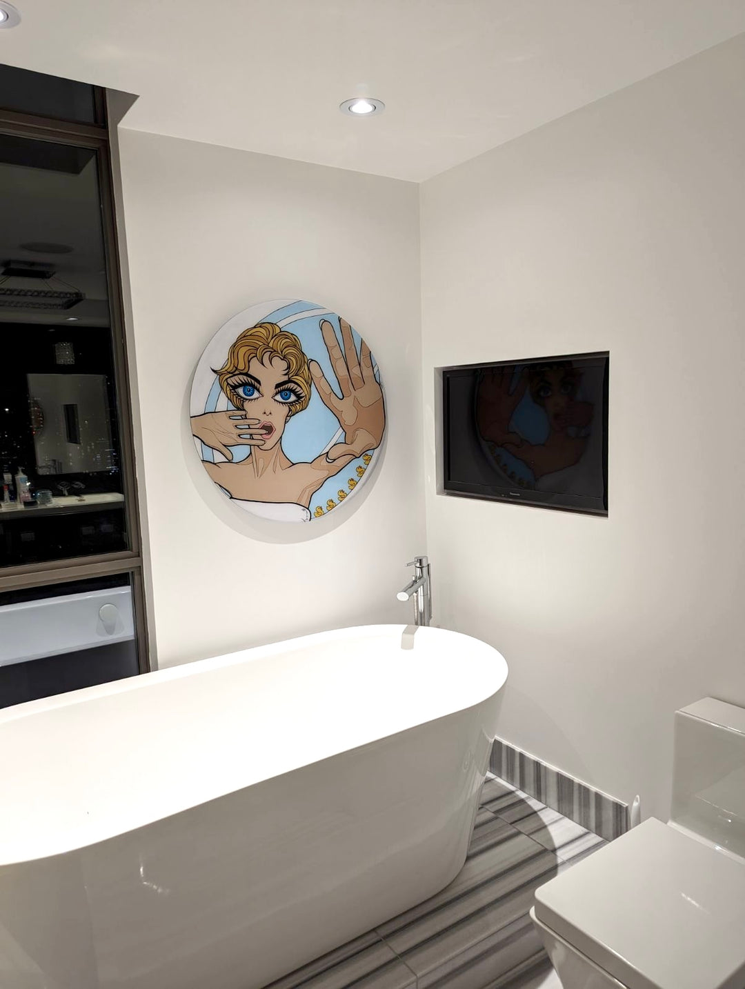 The Shower Scene, Round Acrylic Glass Print