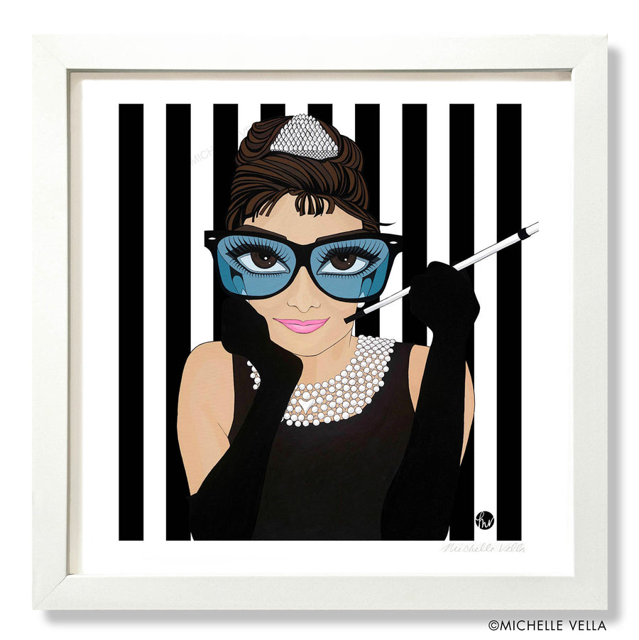 Audrey in B&W Stripes, Limited Edition Print