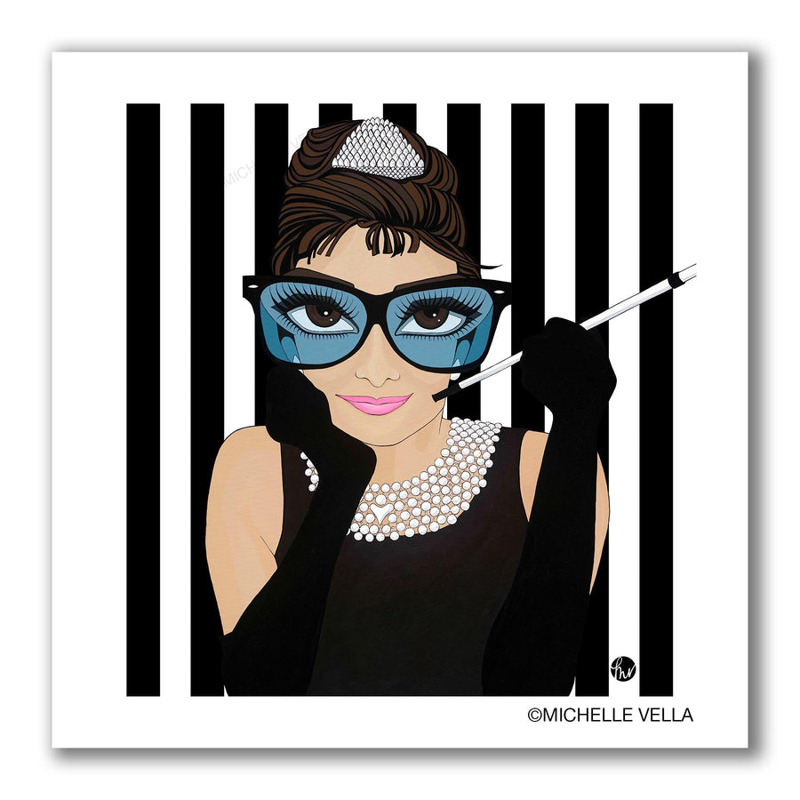 Audrey in B&W Stripes, Limited Edition Print