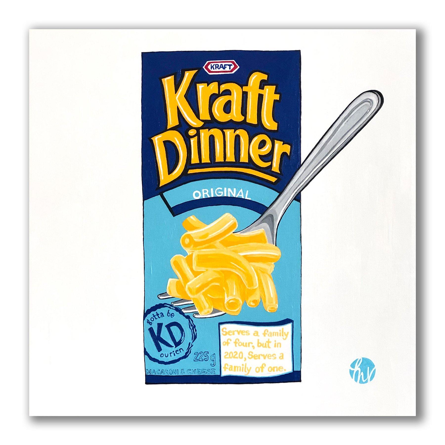 Painting of a Kraft Dinner box, Comfort Series, Limited Edition Print by Michelle Vella. 