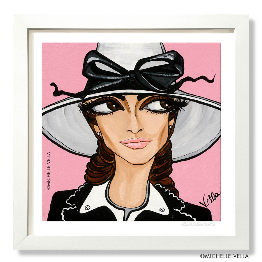 Lady in a White Hat with a Black Bow, Limited Edition Print