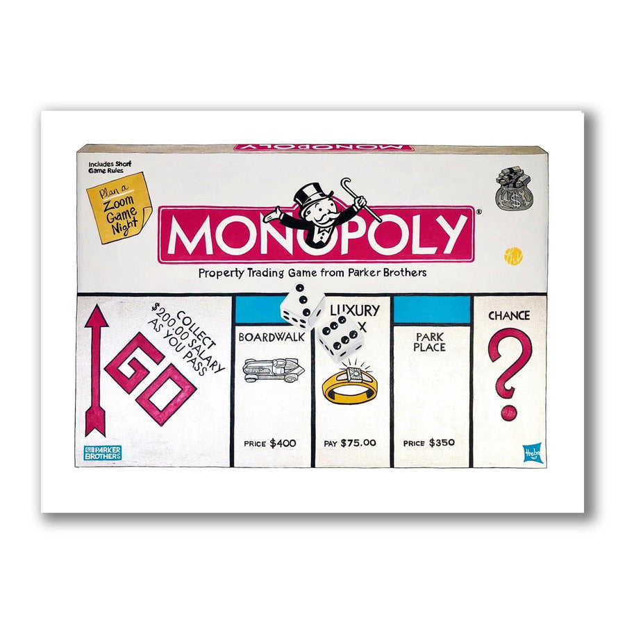 Retro Monopoly Game Box pop art painting and wall art print by Michelle Vella